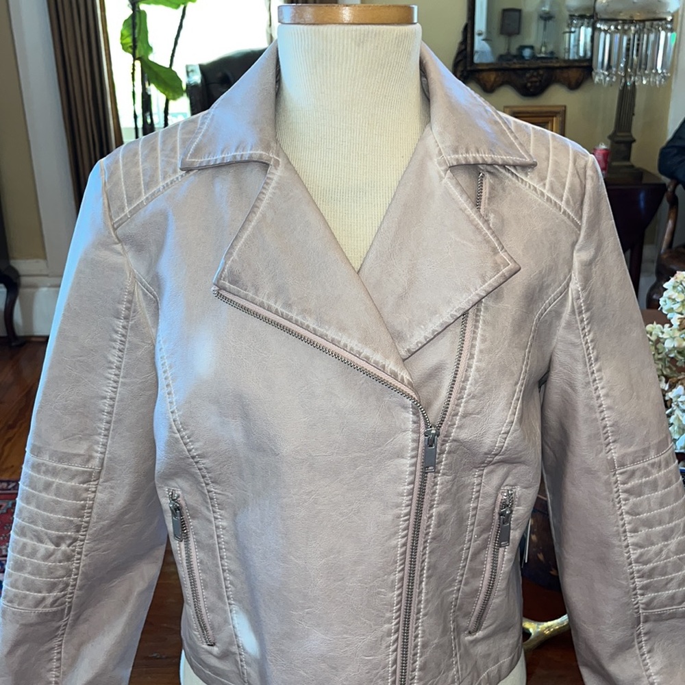 Tribal Jeans Blush Vegan Leather Moto Jacket - Picture 8 of 16
